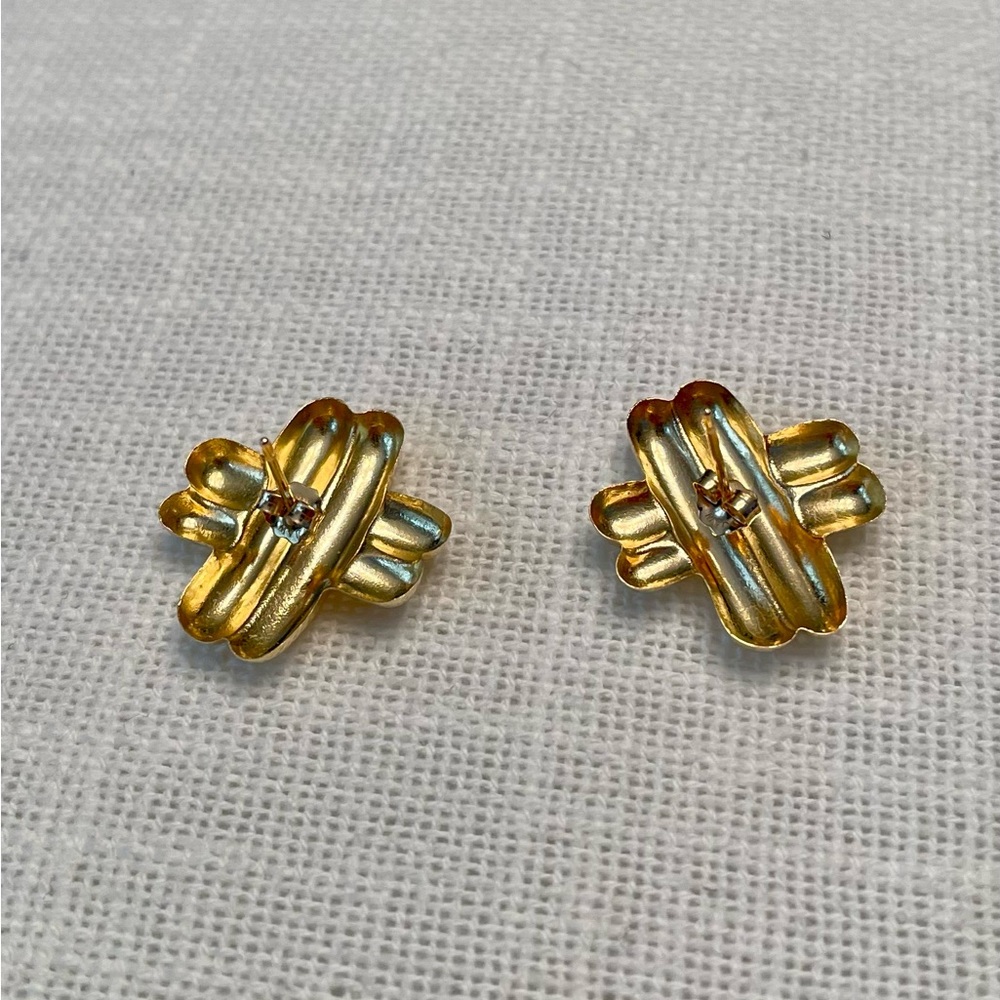 14 Karat Solid Gold "X" Post Earrings - image 5